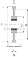 Ozubená remenica Poly Chain GT 8M (rozstup 8,0 mm) s predvŕtaným otvorom a pre Taper Lock - 2