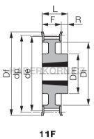 Ozubená remenica L (rozstup 3/8&quot; = 9,525 mm) pre Taper Lock - 2