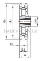 Reťazové koleso pre Taper Lock 2-radé 1 1/2&quot; x 1&quot; - 2