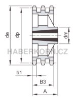 Řetězové kolo pro Taper Lock 3-řadé 1 1/2&quot; x 1&quot; - 2