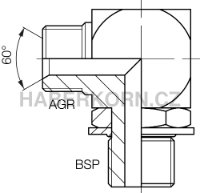 Hydraulické adaptéry - Nastavitelné úhlové hrdlo 90° s kontramaticí - 2