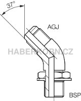 Hydraulické adaptéry - Nastavitelné úhlové hrdlo 45° s kontramaticí - 2