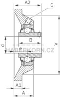 Přírubová ložisková jednotka FK série UCF litinová čtvercová, 4-díry - 3